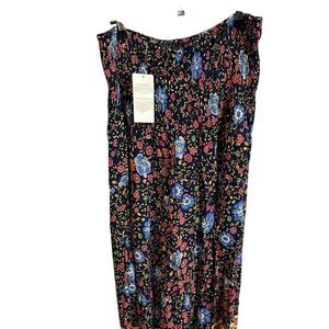 Women's NEW NWT Size XL Boho Floral Smocked Waistband Stretch